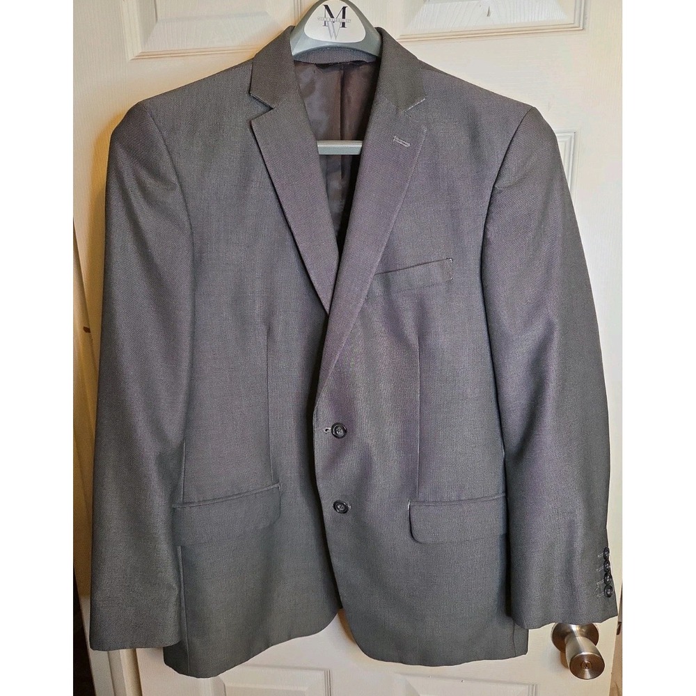 APT 9 Mens Blazer 42S Gray 2 Button Suit Jacket Sport Coat Short Polyester Rayon